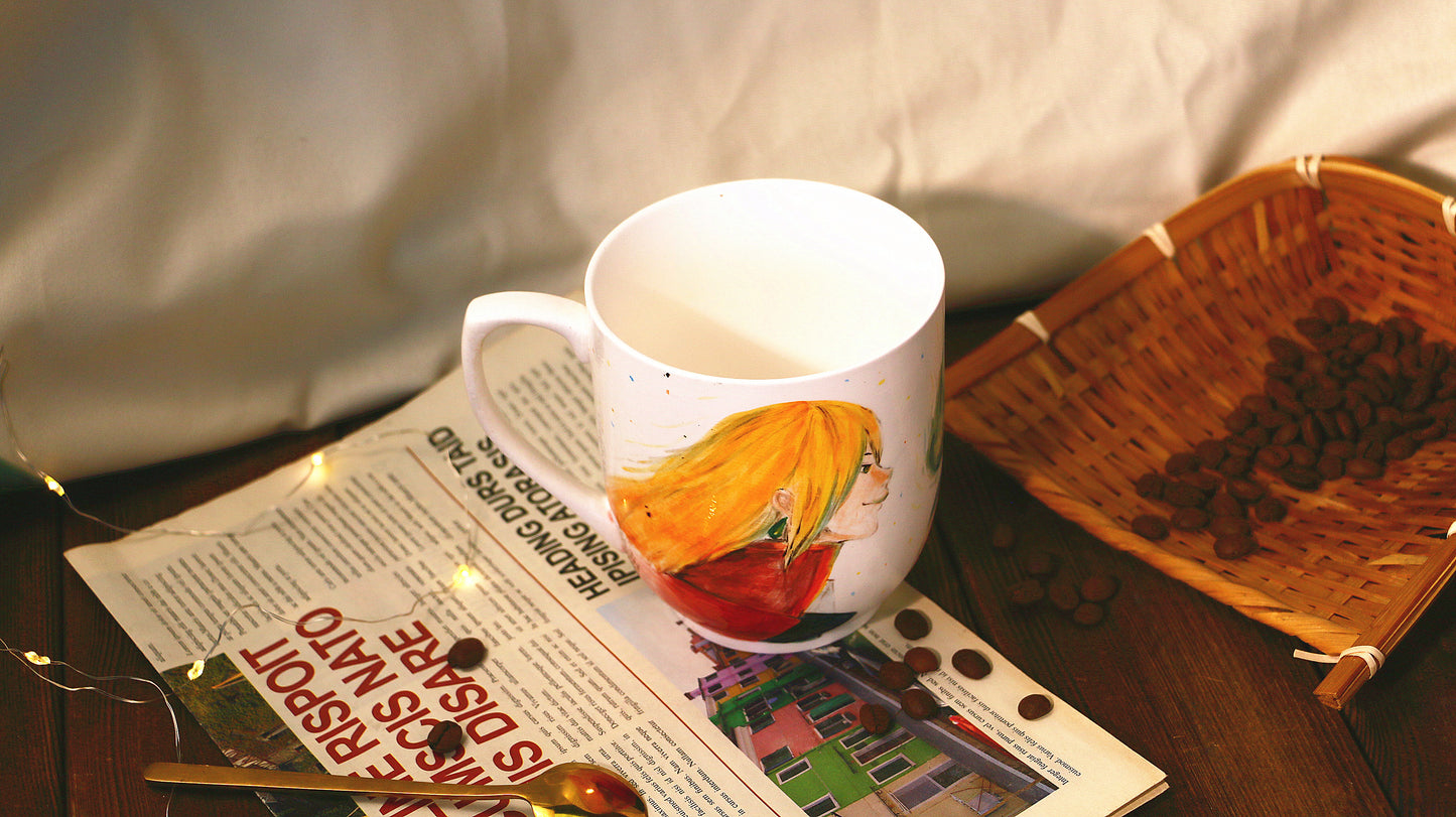 Howl Hand-painted Ceramic Coffee Mugs, Personalized Pottery Cup for Anime Lovers