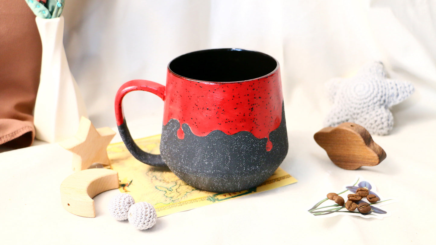 Handmade Drip Glaze Ceramic Coffe Mug – Bold & Artistic Coffee Cup for Daily Use