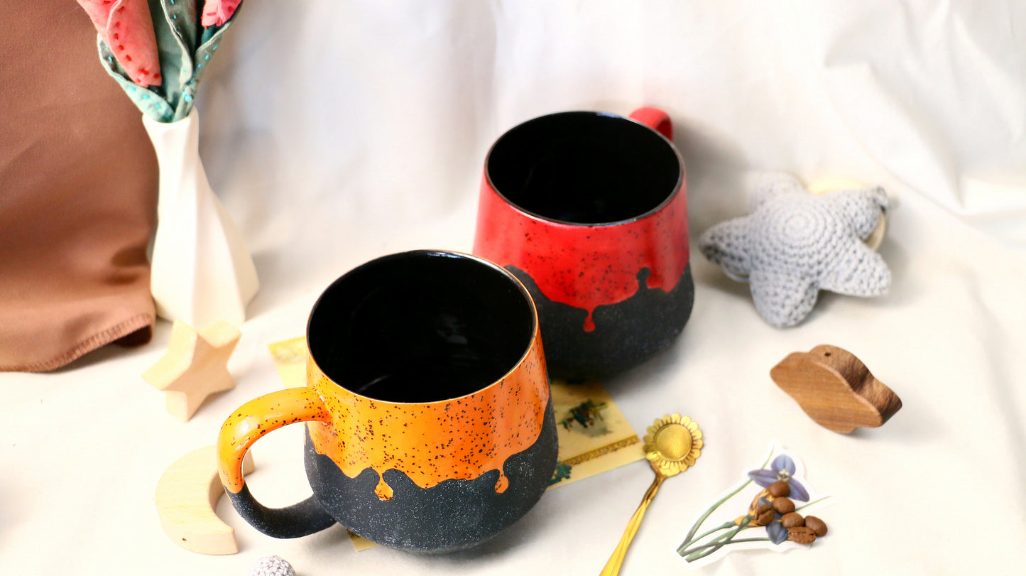 Handmade Drip Glaze Ceramic Coffe Mug – Bold & Artistic Coffee Cup for Daily Use