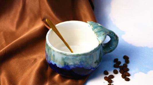 Mystic Mermaid Ceramic Mug with Handmade 3D Mermaid Tail Handle