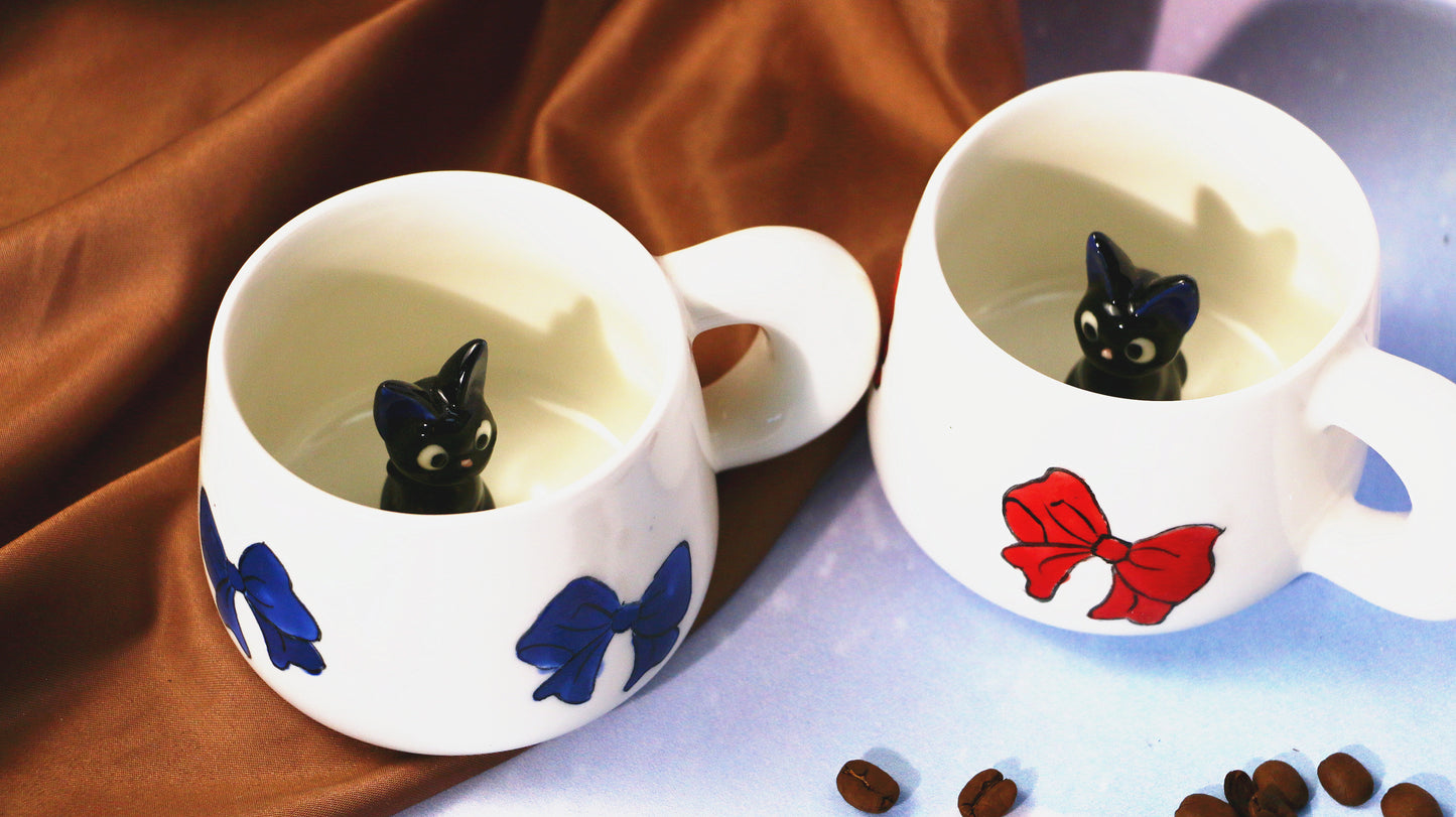 Jiji Handmade Anime Ceramic Coffee Mug, Character Inside Mug for Gifts