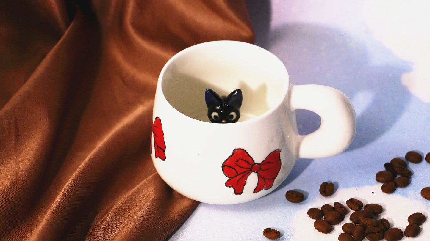 Jiji Handmade Anime Ceramic Coffee Mug, Character Inside Mug for Gifts