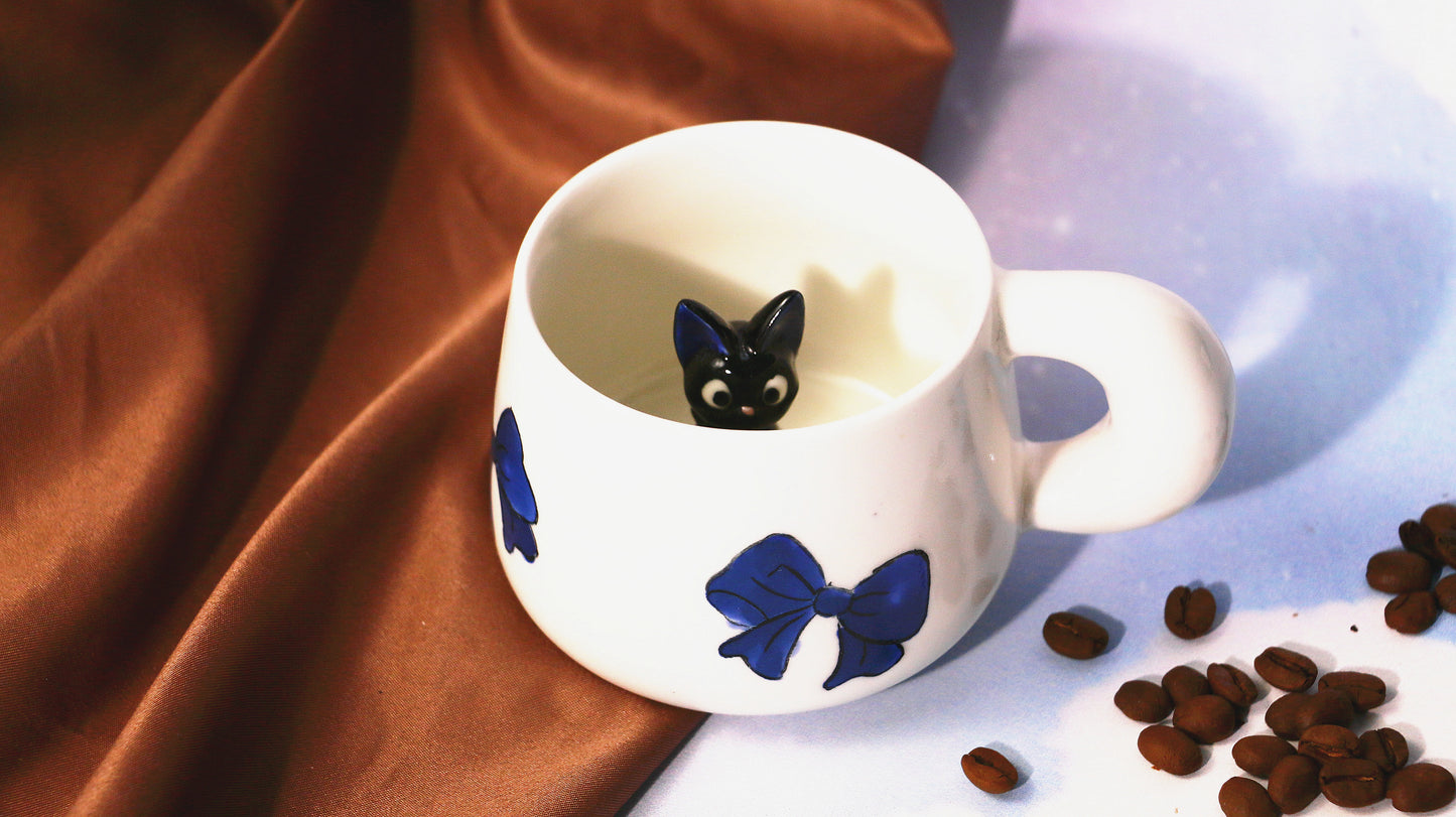 Jiji Handmade Anime Ceramic Coffee Mug, Character Inside Mug for Gifts