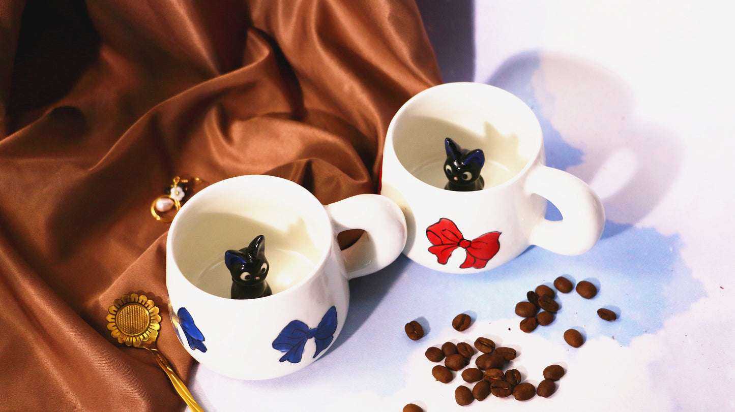Jiji Handmade Anime Ceramic Coffee Mug, Character Inside Mug for Gifts
