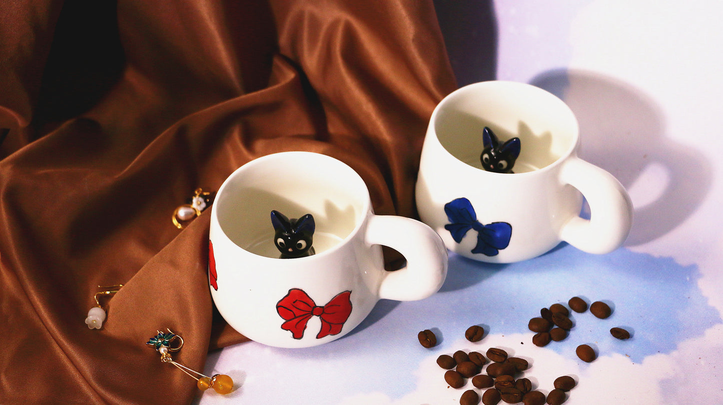 Jiji Handmade Anime Ceramic Coffee Mug, Character Inside Mug for Gifts