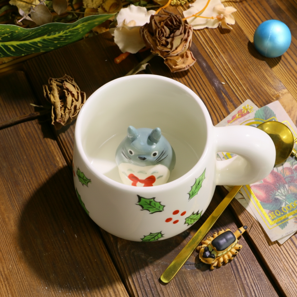 Handmade Christmas Totoro Mug – Festive Ghibli Vibes for Holiday Tea & Coffee Lovers