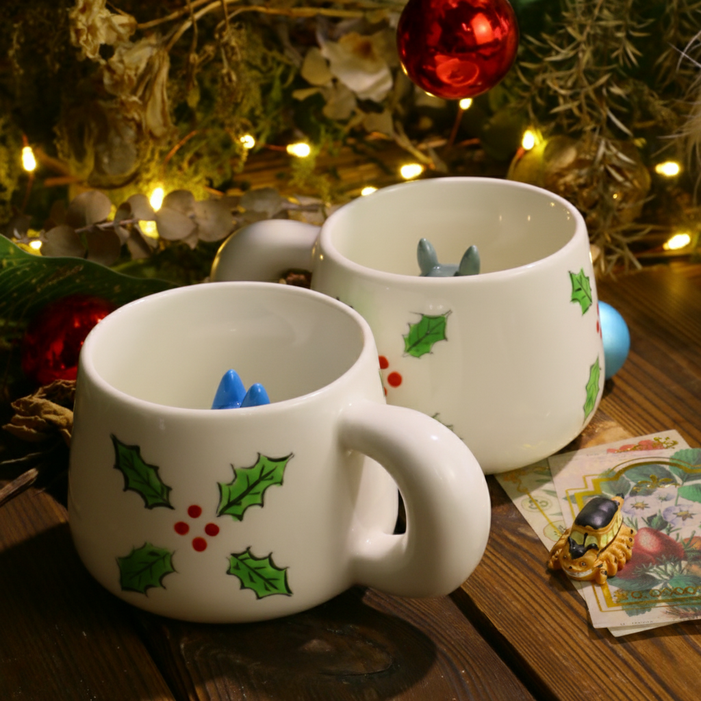 Handmade Christmas Totoro Mug – Festive Ghibli Vibes for Holiday Tea & Coffee Lovers