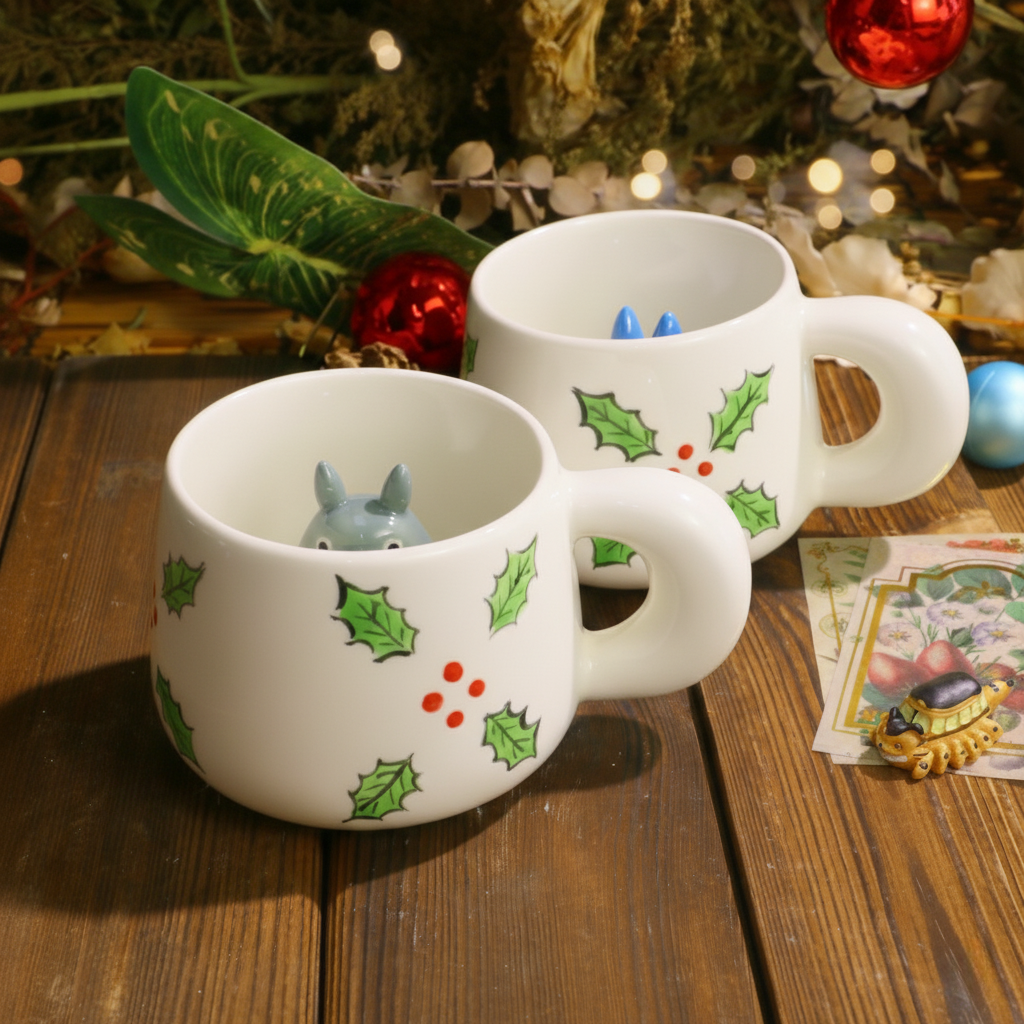 Handmade Christmas Totoro Mug – Festive Ghibli Vibes for Holiday Tea & Coffee Lovers