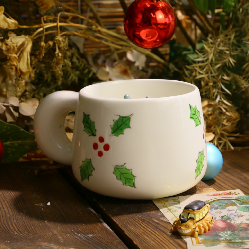 Handmade Christmas Totoro Mug – Festive Ghibli Vibes for Holiday Tea & Coffee Lovers