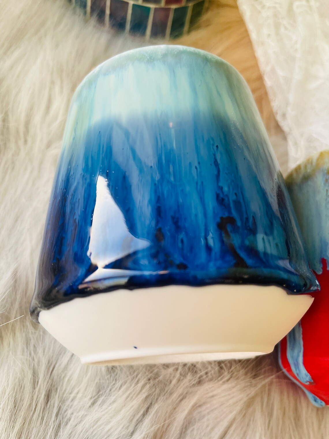 Handmade Ceramic Mug – Unique Dripping Glaze Design – Artistic Coffee & Tea Cup