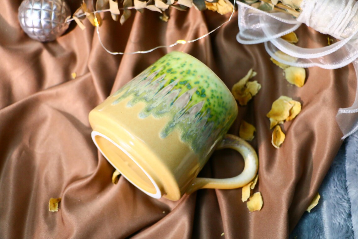 Handmade Ceramic Mug – Vibrant Drip Glaze Pottery Cup, Unique Handcrafted Coffee Mug