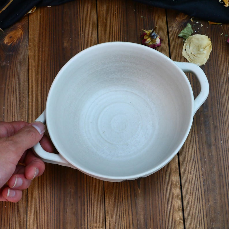 Black Cat Ramen Bowl, Handmade Ceramic Anime Dish with Handles