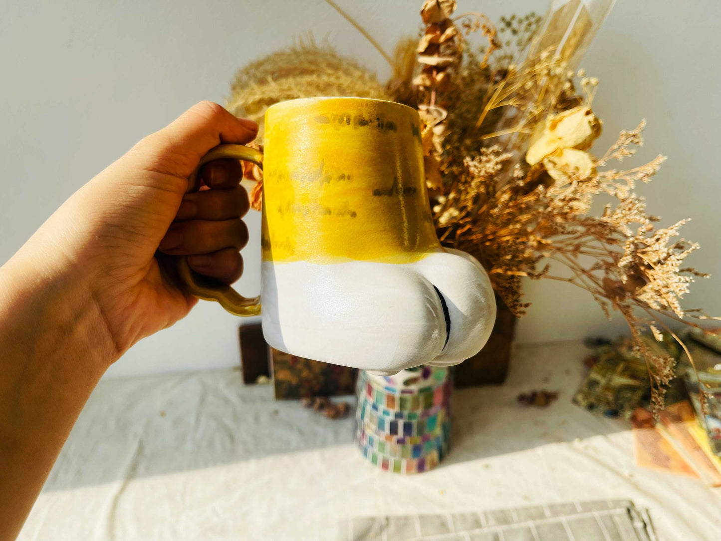 Personalized Cat Paw Ceramic Coffee Mug, Dog Paw Cute Custom Pottery Mug Handmade