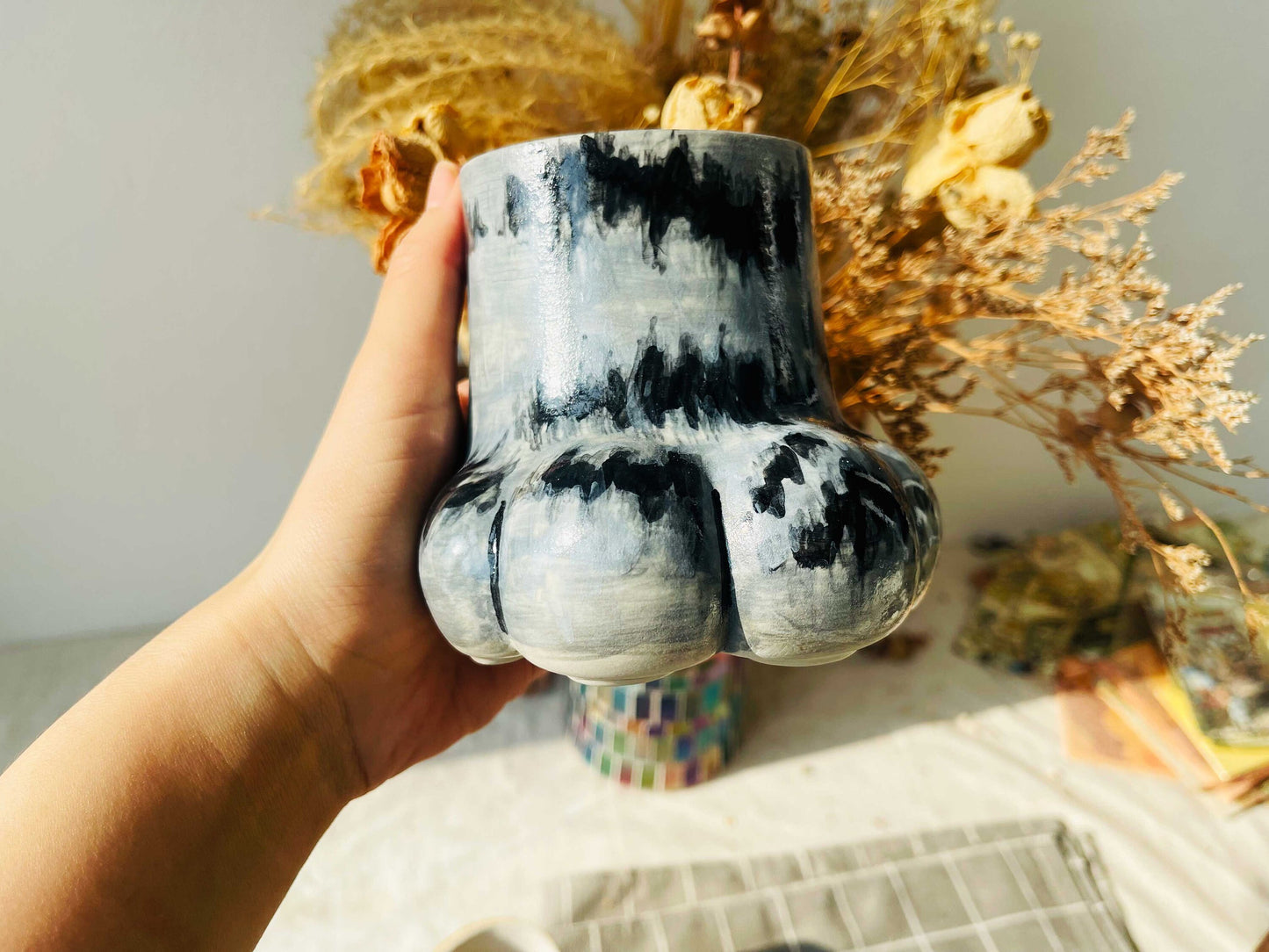 Personalized Cat Paw Ceramic Coffee Mug, Dog Paw Cute Custom Pottery Mug Handmade