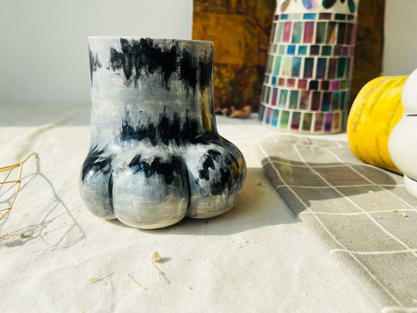Personalized Cat Paw Ceramic Coffee Mug, Dog Paw Cute Custom Pottery Mug Handmade