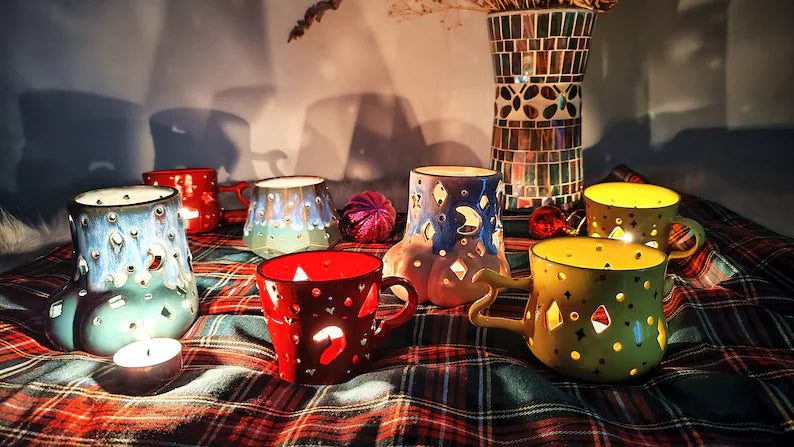 Handcrafted Ceramic Candle Holders for Christmas Gift