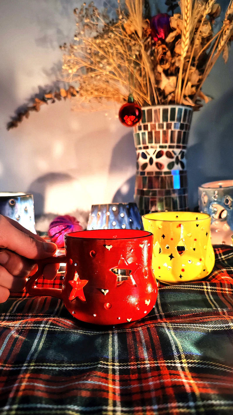 Handcrafted Ceramic Candle Holders for Christmas Gift