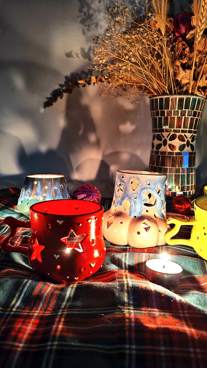 Handcrafted Ceramic Candle Holders for Christmas Gift