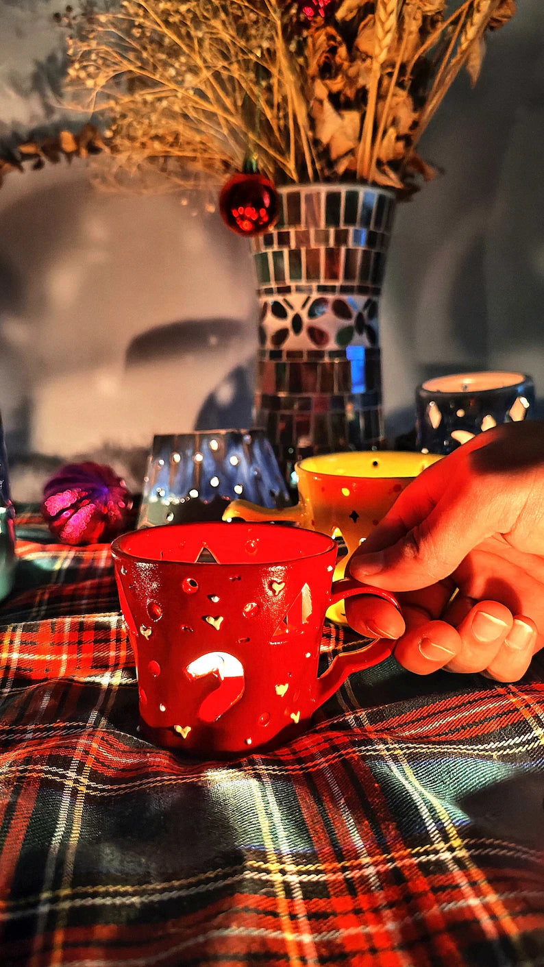 Handcrafted Ceramic Candle Holders for Christmas Gift