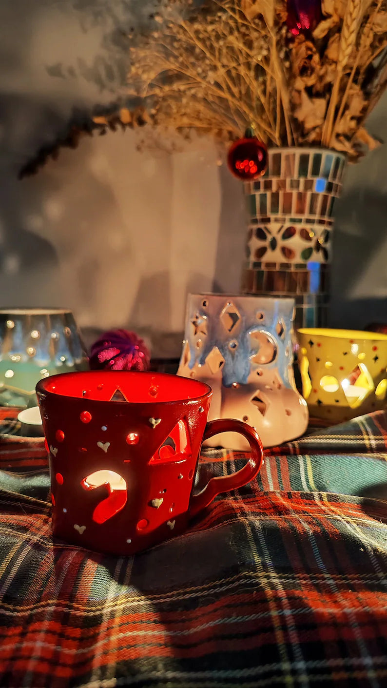 Handcrafted Ceramic Candle Holders for Christmas Gift