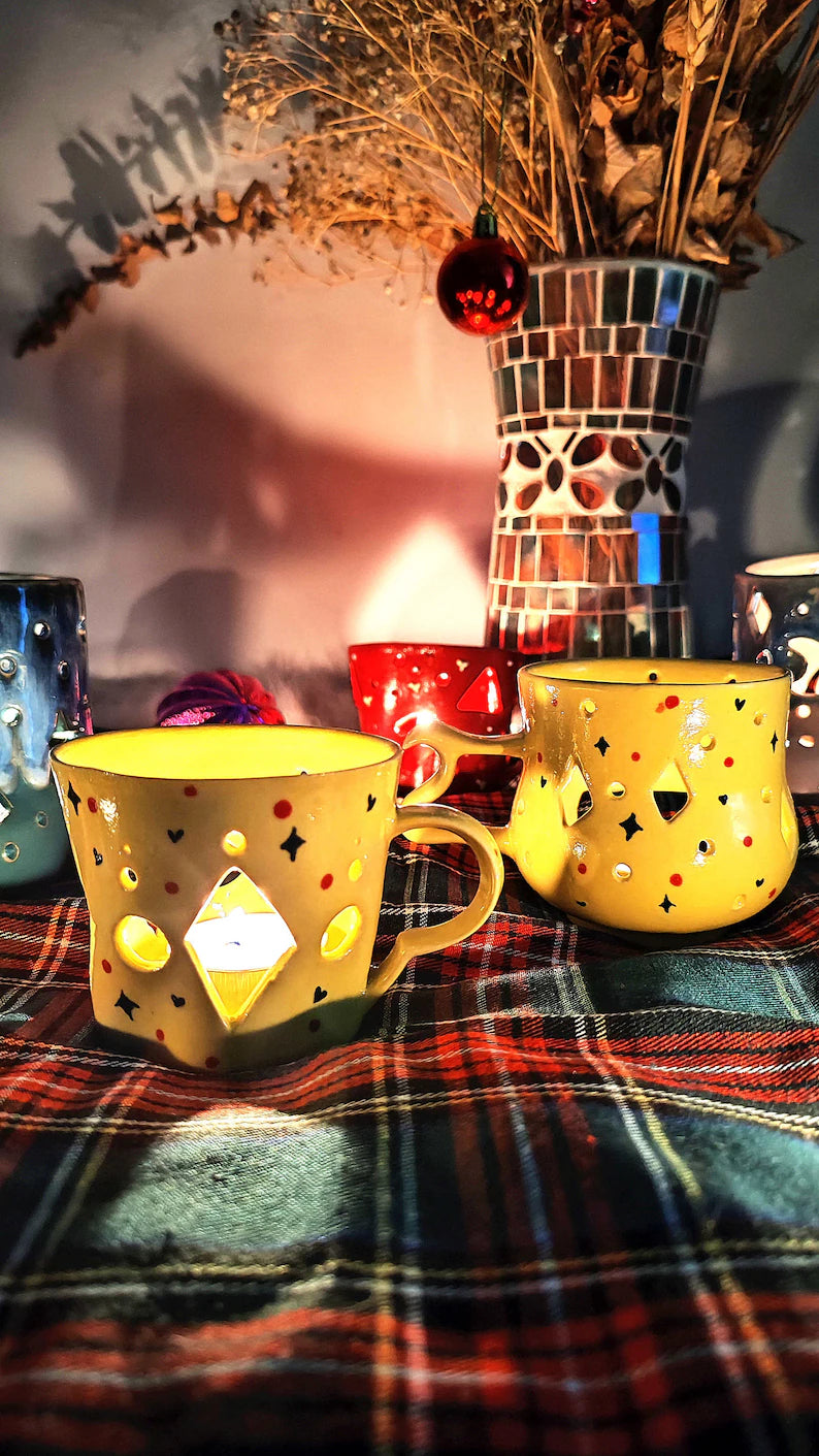 Handcrafted Ceramic Candle Holders for Christmas Gift