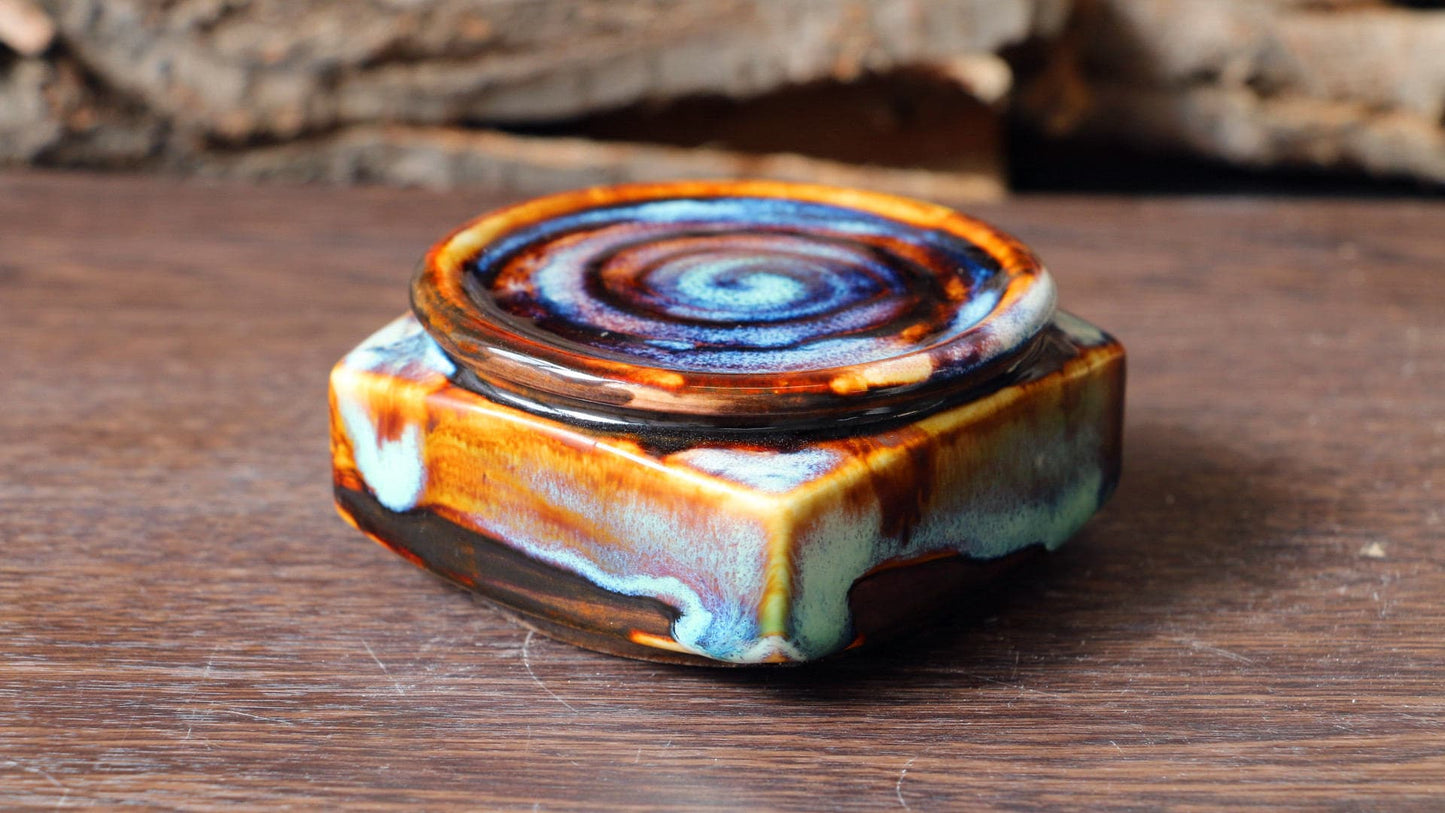 Handmade Square Ceramic Keepsake Box – Cosmic-Inspired Memorial & Storage
