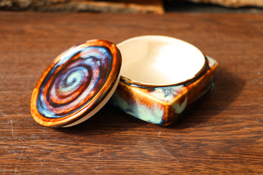 Handmade Square Ceramic Keepsake Box – Cosmic-Inspired Memorial & Storage