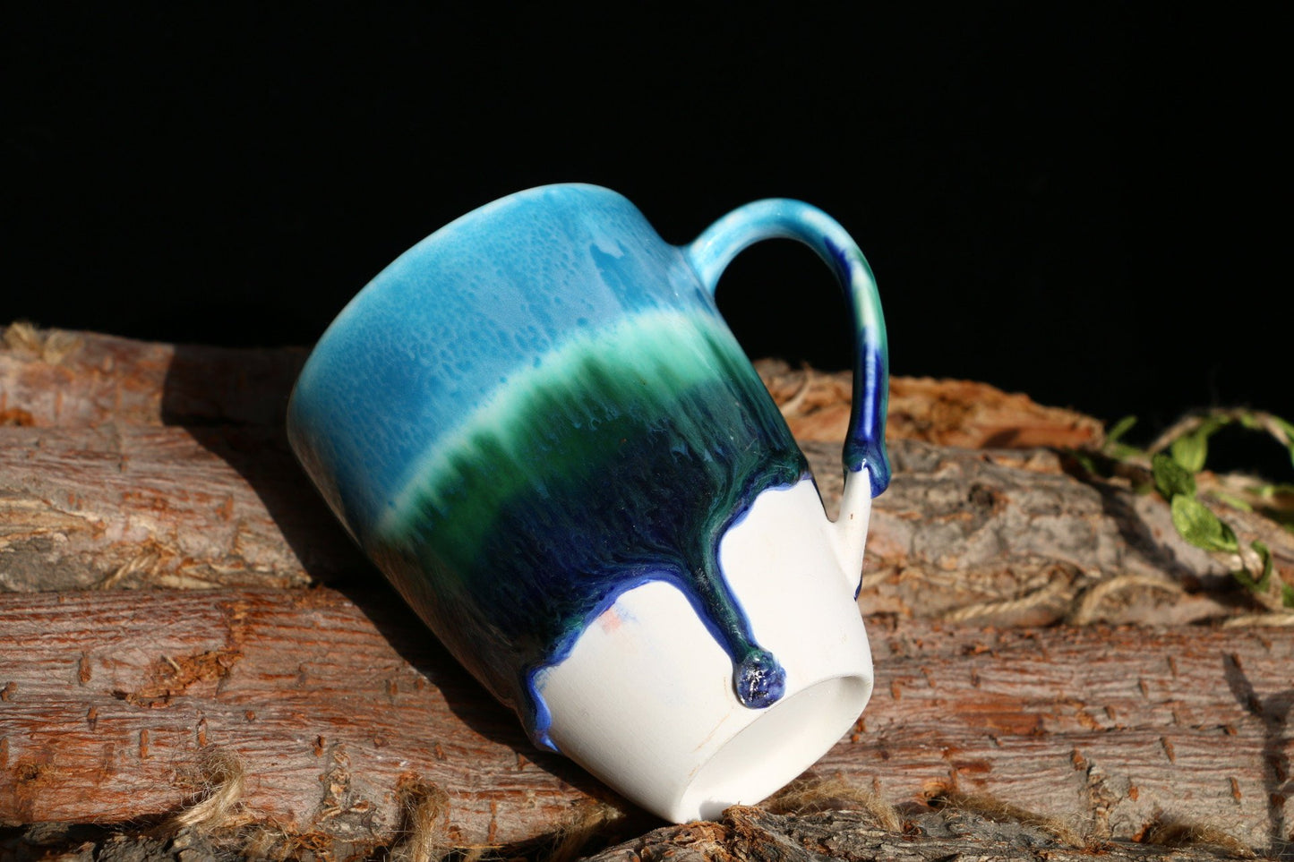 Handgemachte Regenwald Keramiktasse, personalisierte Keramik Kaffeetasse