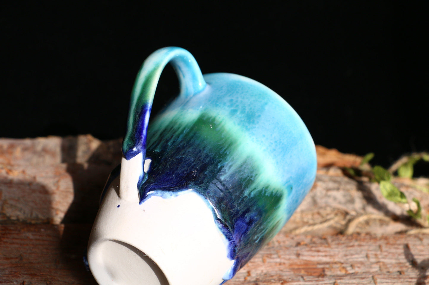 Handgemachte Regenwald Keramiktasse, personalisierte Keramik Kaffeetasse