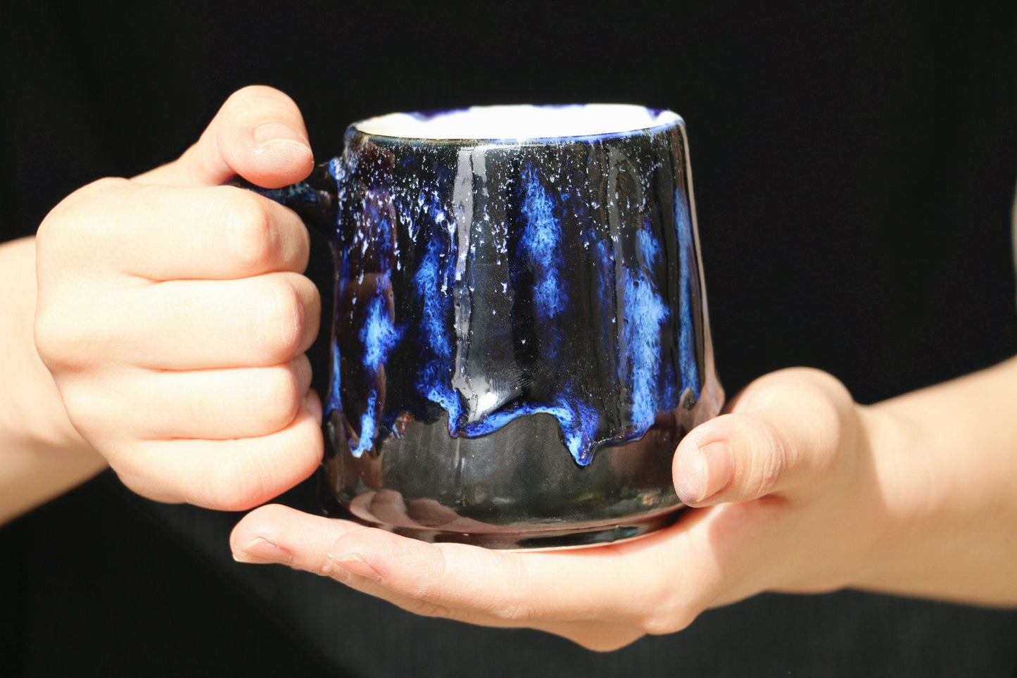 Handmade Artisan Personalized Ceramic Mug, Blue Pottery Coffee Cup