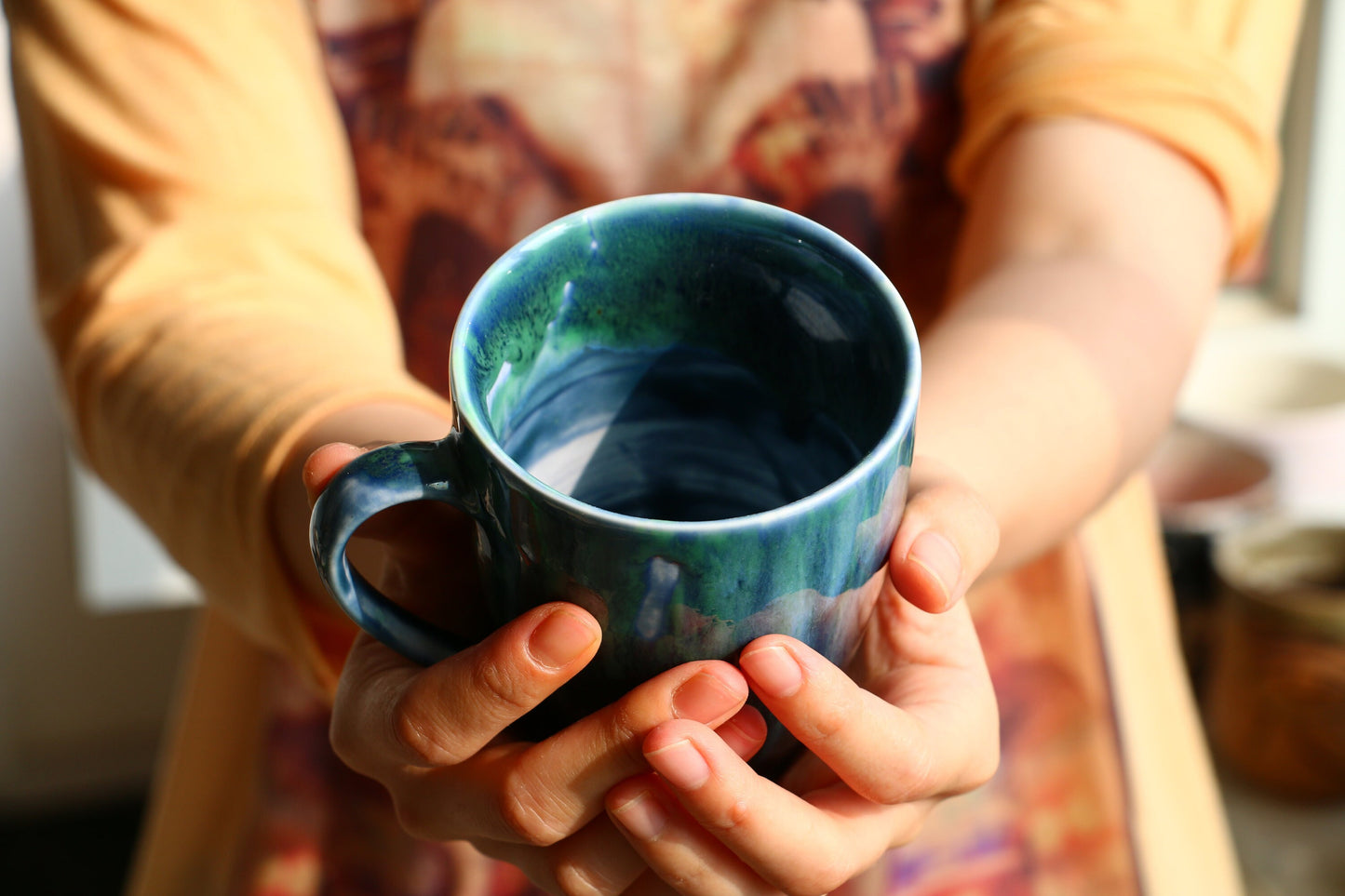 Ceramic Coffee Mug Handmade, Peacock Personalized Pottery Mug