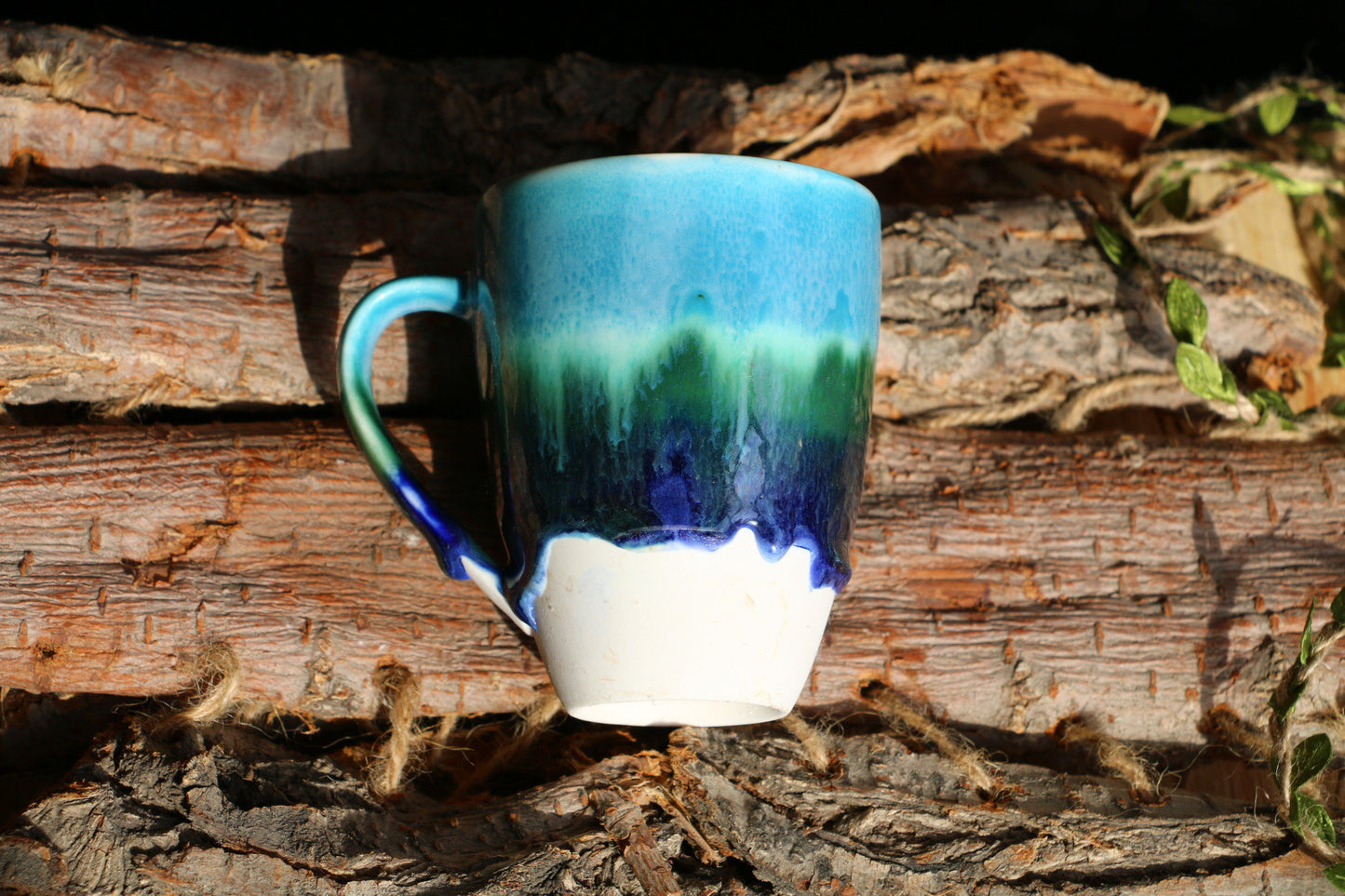 Handgemachte Regenwald Keramiktasse, personalisierte Keramik Kaffeetasse
