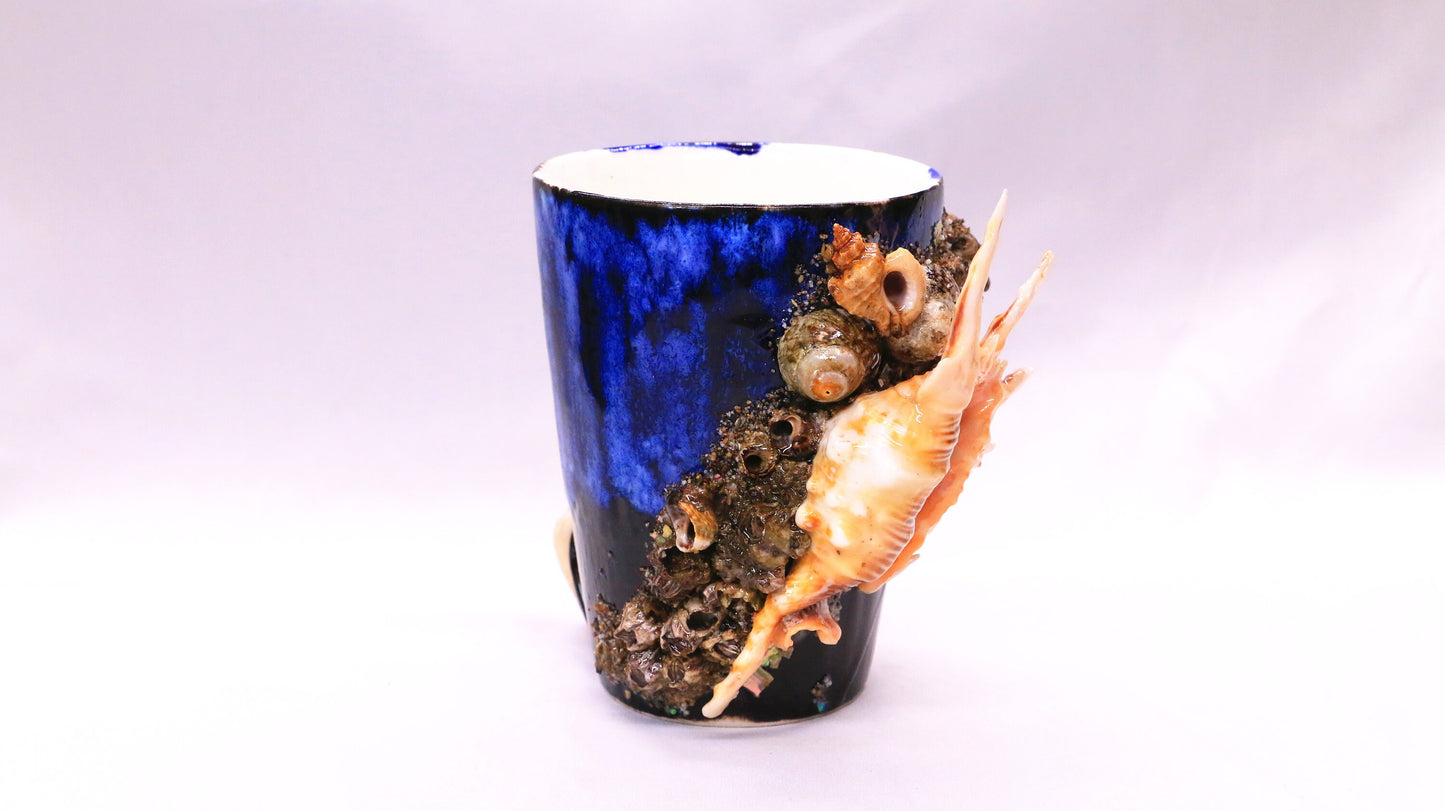 Ceramic Coffee Mug Handmade, 12 Oz Deep-sea Series Blue Personalized Pottery Mug