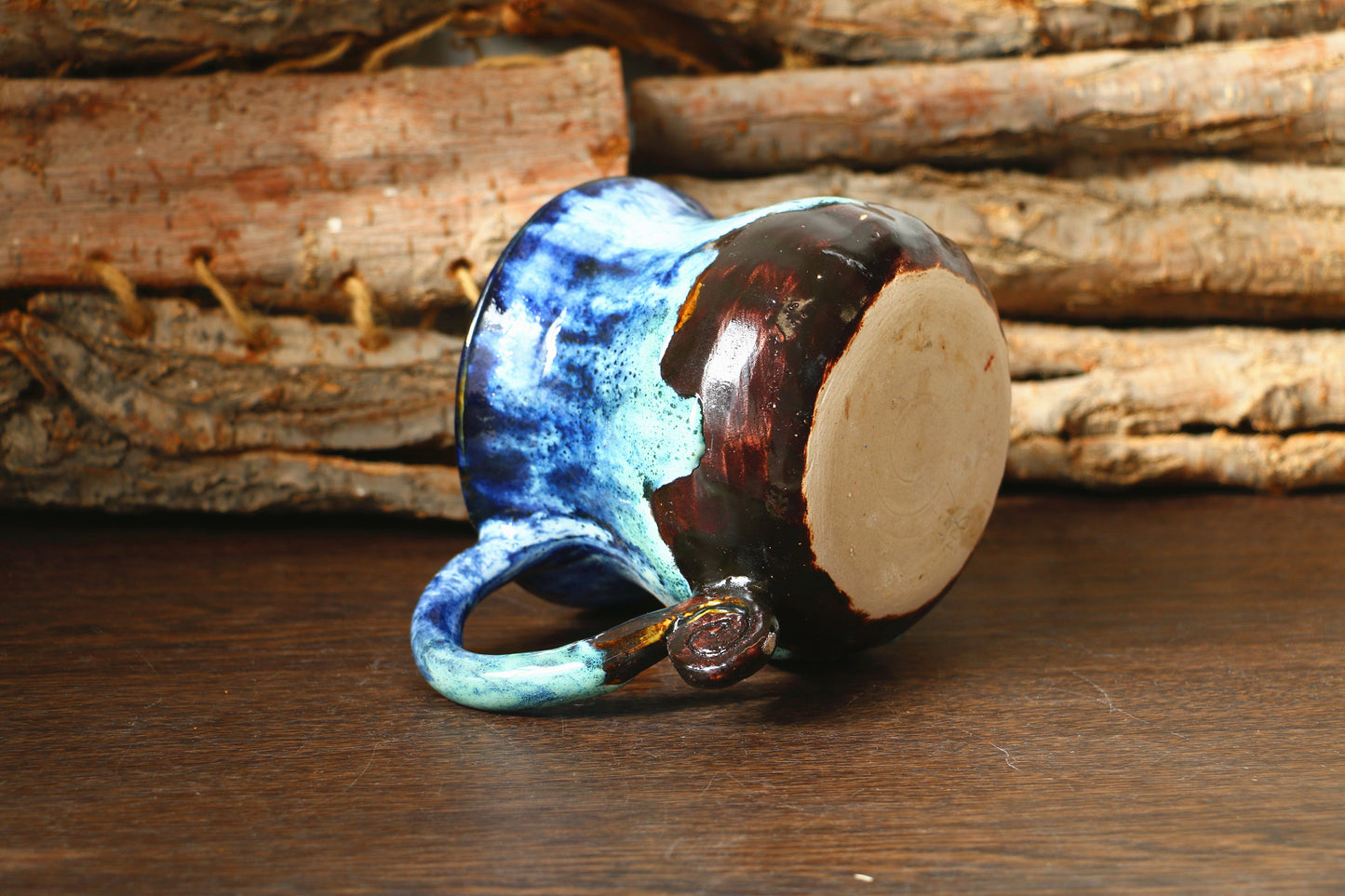 Handgemachte Keramik-Kaffeetasse im Schneeberg-Stil, 18 Oz personalisierte Keramiktasse