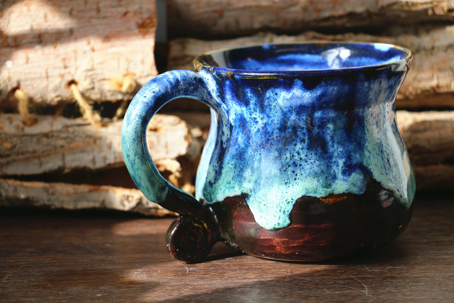 Handgemachte Keramik-Kaffeetasse im Schneeberg-Stil, 18 Oz personalisierte Keramiktasse