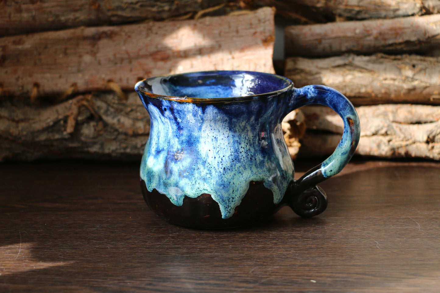 Handgemachte Keramik-Kaffeetasse im Schneeberg-Stil, 18 Oz personalisierte Keramiktasse