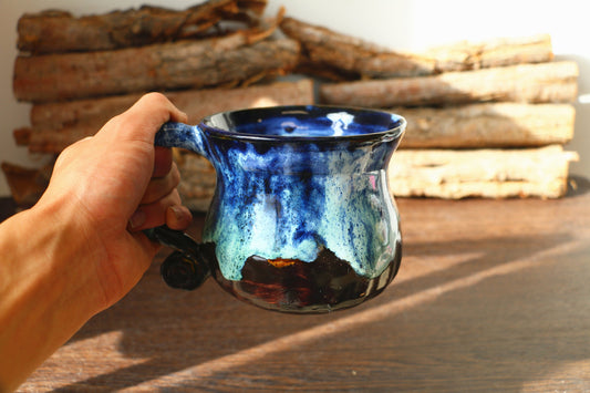 Handmade Snow Mountain Style Ceramic Coffee Mug, 18 Oz Personalized Pottery Mug