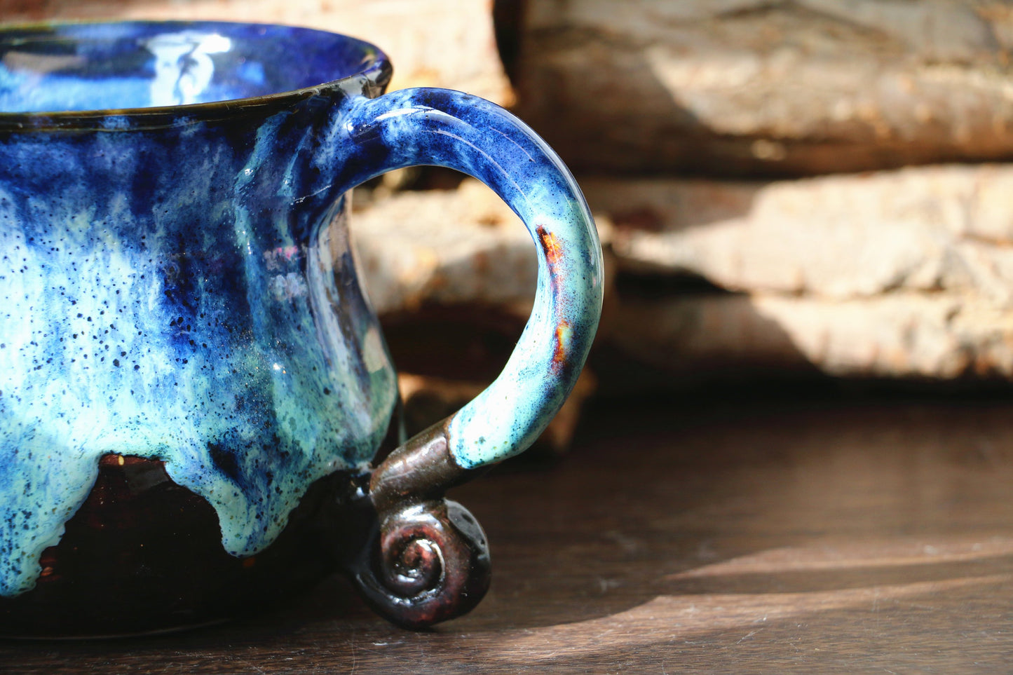 Handgemachte Keramik-Kaffeetasse im Schneeberg-Stil, 18 Oz personalisierte Keramiktasse