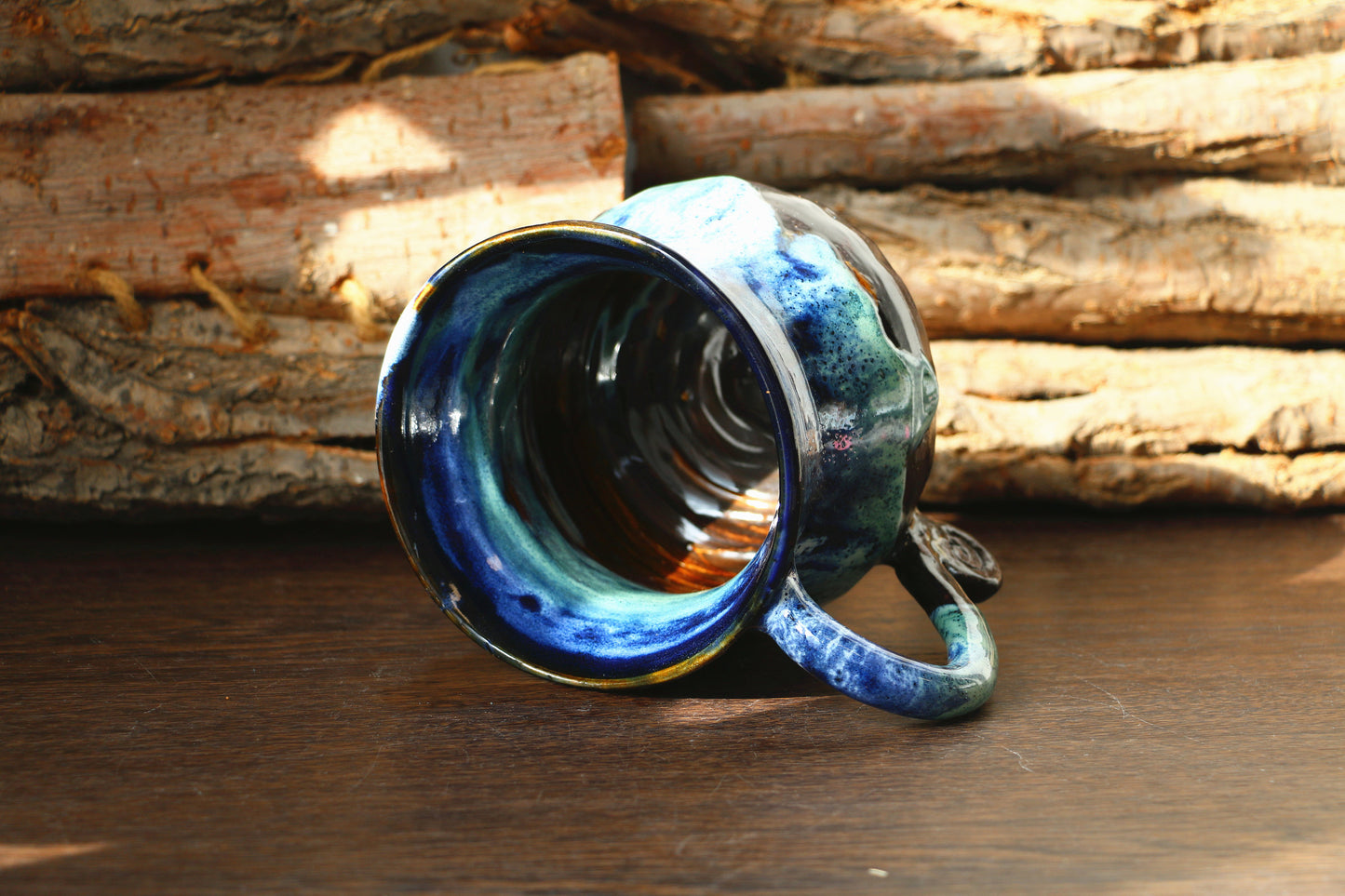Handgemachte Keramik-Kaffeetasse im Schneeberg-Stil, 18 Oz personalisierte Keramiktasse