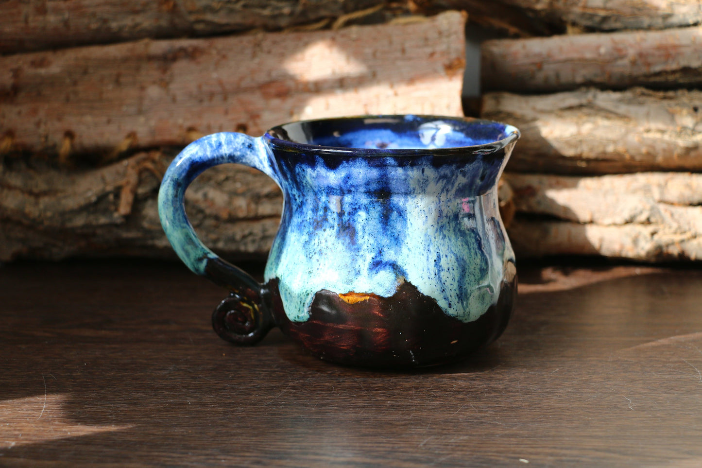 Handgemachte Keramik-Kaffeetasse im Schneeberg-Stil, 18 Oz personalisierte Keramiktasse