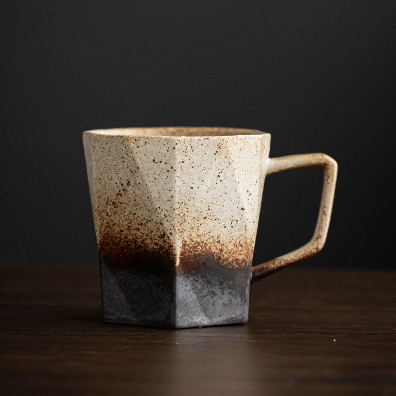 Ceramic Coffee Mug Handmade, Black And Gray Personalized Pottery Mug