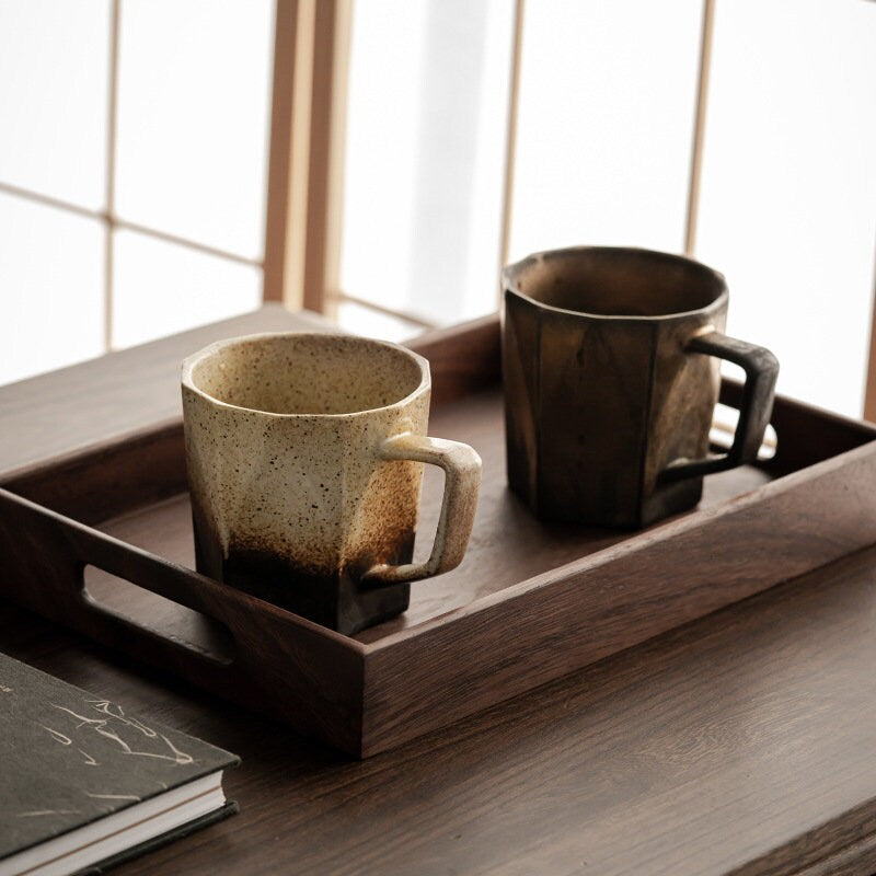 Ceramic Coffee Mug Handmade, Black And Gray Personalized Pottery Mug