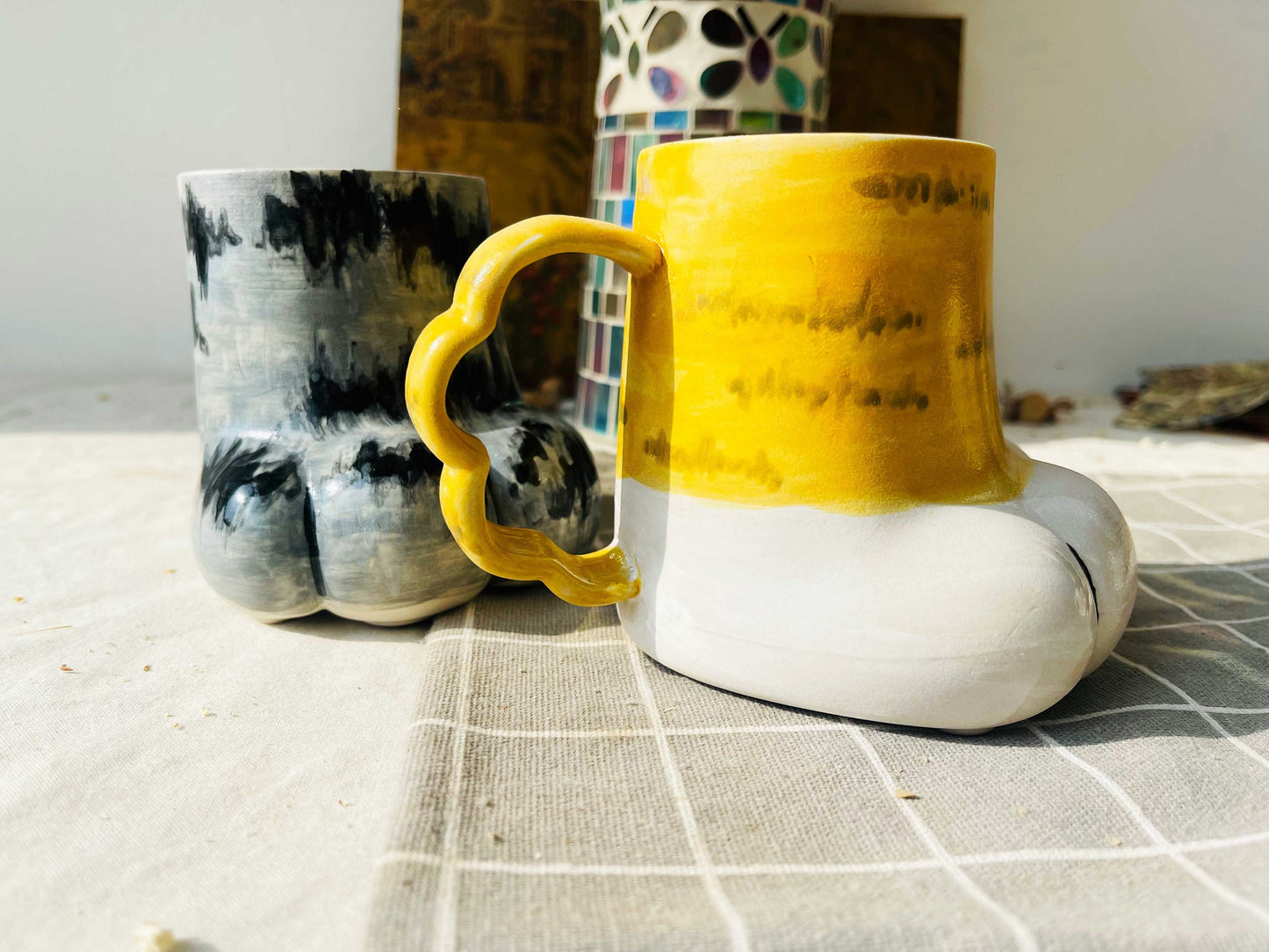 Personalized Cat Paw Ceramic Coffee Mug, Dog Paw Cute Custom Pottery Mug Handmade