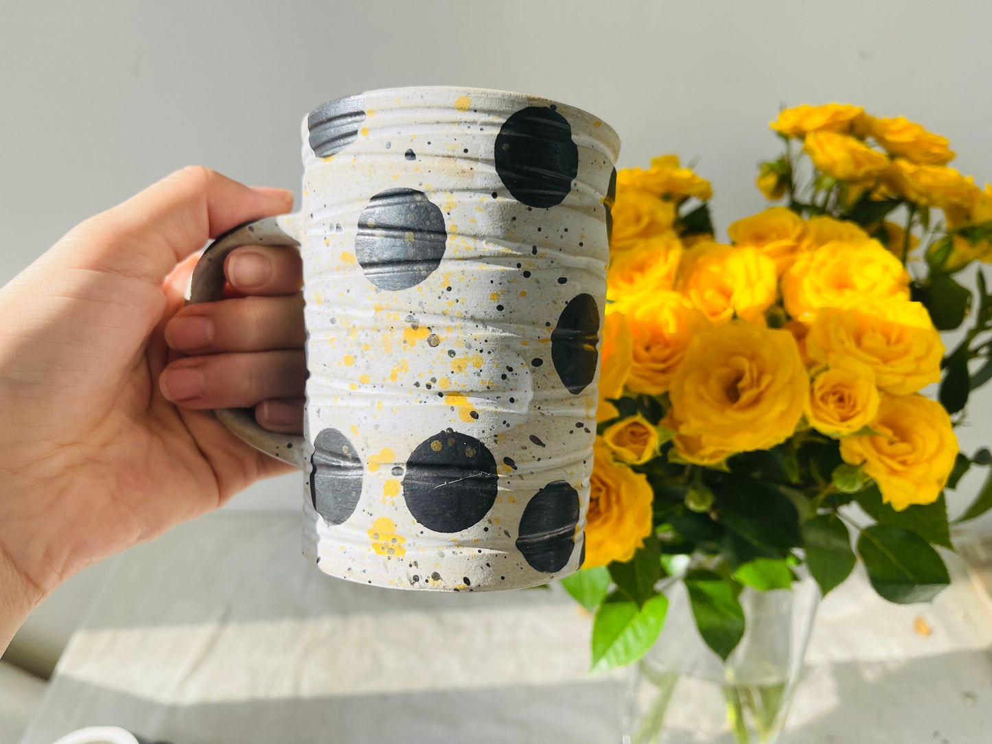 Ceramic Coffee Mug Handmade, Wave Point Personalized Mug