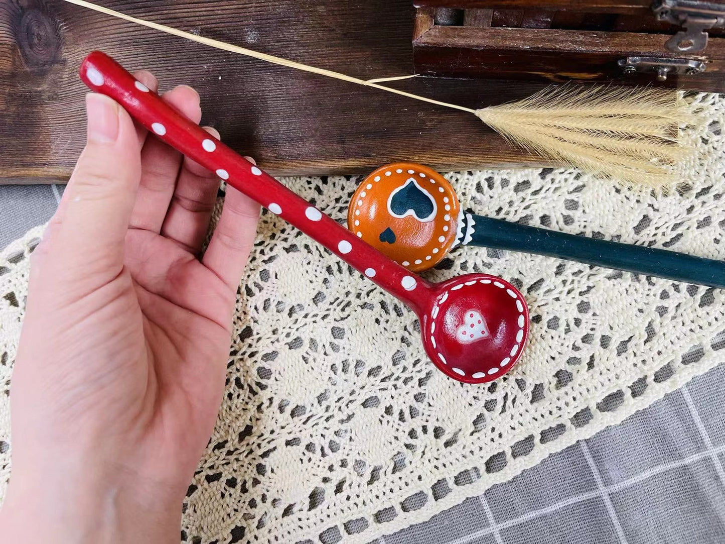 Cute Handmade Ceramic Spoons, Hand-painted Coffee Spoons