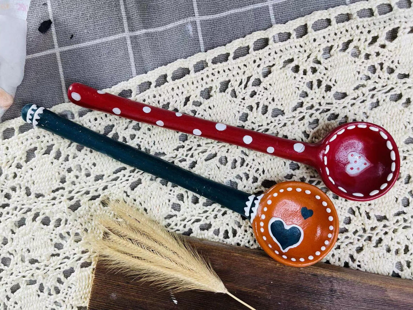 Cute Handmade Ceramic Spoons, Hand-painted Coffee Spoons
