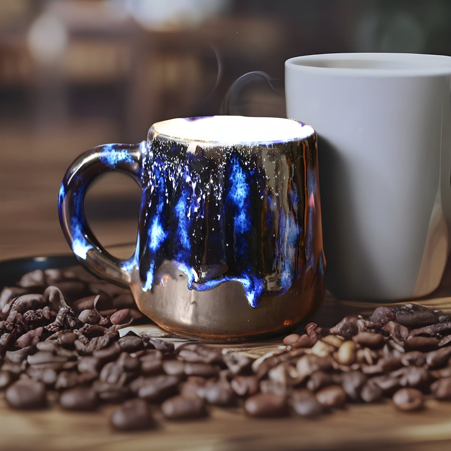 Handmade Artisan Personalized Ceramic Mug, Blue Pottery Coffee Cup