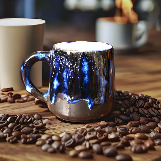Handmade Artisan Personalized Ceramic Mug, Blue Pottery Coffee Cup