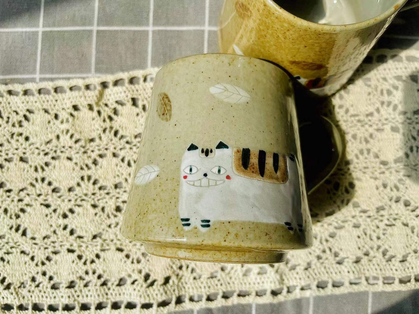 Cute Ceramic Mug With Hand-Painted Cat, Personalized Handmade Kitten Portrait Mug