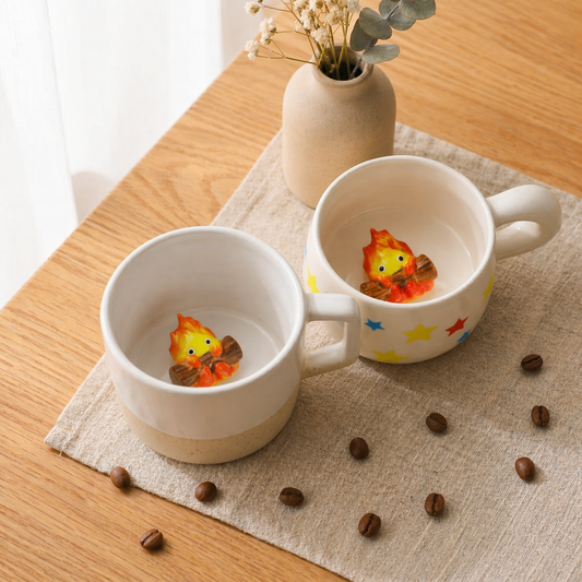 Handmade Calcifer Mug – Fiery Ghibli Magic for Tea & Coffee Lovers